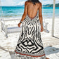 🎉 2026 Sale — Over 32,000 Sold!🐆 Women's Animal Print Backless Halter Maxi Dress 🌴