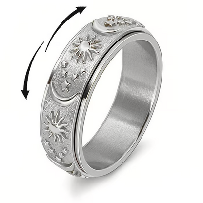 🎉 2026 Sale — Over 18,000 Sold! 💞 Sun, Moon, and Stars Anxiety Relief Spinner Ring for Couples – Spin Away Stress 🌸