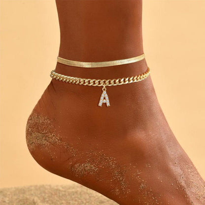 🎉 2026 Sale — Over 22,000 Sold! 💞 Dainty Layered Gold Initial Anklets for Women – Summer Charm 🌸