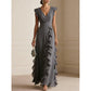 🎉 2026 Sale — Over 29,000 Sold! 💞 Women's V-Neck Ruffled Chiffon Maxi Dress – Effortless Elegance 🌸