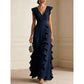 🎉 2026 Sale — Over 29,000 Sold! 💞 Women's V-Neck Ruffled Chiffon Maxi Dress – Effortless Elegance 🌸