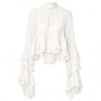 🎉 2026 Sale — Over 17,000 Sold! 💞 Sheer Mock Neck Blouse – Ethereal Elegance