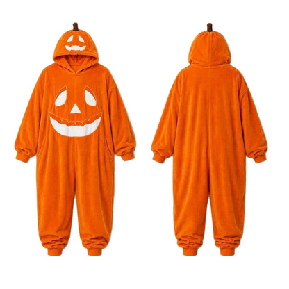 🎉 2026 Sale — Over 12,000 Sold! 💞 Unisex Halloween Pumpkin Hooded Jumpsuit – Festive & Cozy 🌸