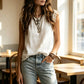 🎉 2026 Sale — Over 26,000 Sold! 💞 Women's Round Neck Sleeveless Lace Top