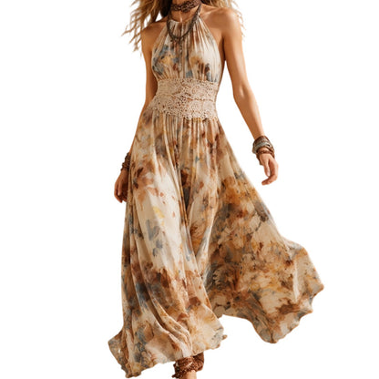 🎉 2026 Sale — Over 24,000 Sold! 💞 Women Halter Neck Boho Maxi Dress