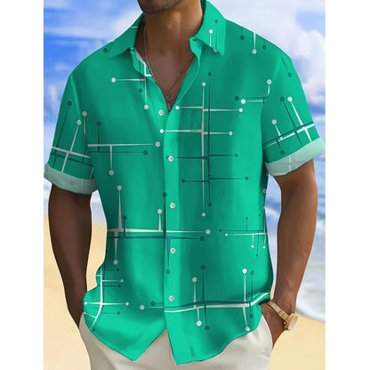 🎉 2026 Sale — Over 36,200 Sold!💞 Men’s Geometric Print Relaxed‑Fit Button‑Down Shirt