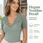 🎉 2026 Sale — Over 20,000 Sold! 💞 Women's Slim-Fit V-Neck Lace Short-Sleeve Top