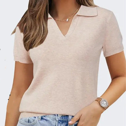 🎉 2026 Sale — Over 19,000 Sold! 💞 Women's Short Sleeve Knit Collared Top