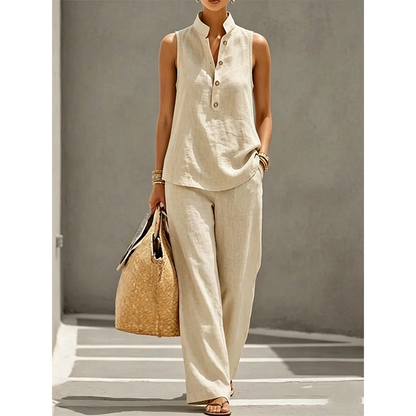🎉 2026 Sale — Over 38,000 Sold! 💞 Women's Minimalist Sleeveless Top & Wide-Leg Pants Set