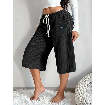 🎉 2026 Sale — Over 33,000 Sold! 💞 Women's Ribbed Wide-Leg Drawstring Cropped Pants