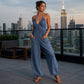 🌺 2026 Sale — Over 26,000 Sold! ✨ Women's Plus Size Halter Neck Ruched Jumpsuit