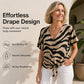 👚 2026 Sale — Over 44,000 Sold! ✨ Women's V‑Neck Tie‑Front Zebra Print T‑Shirt