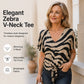 👚 2026 Sale — Over 44,000 Sold! ✨ Women's V‑Neck Tie‑Front Zebra Print T‑Shirt