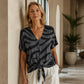👚 2026 Sale — Over 44,000 Sold! ✨ Women's V‑Neck Tie‑Front Zebra Print T‑Shirt