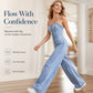 🎉 2026 Sale — Over 38,500 Sold!👖 Women Spaghetti Strap Wide Leg Denim Jumpsuit