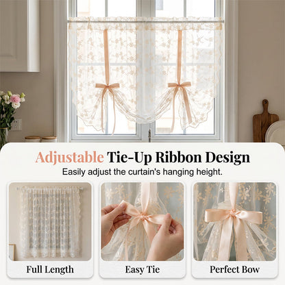 🎉 2026 Sale — Over 11,500 Sold!🌸 Embroidered Floral Tie‑Up Sheer Curtain