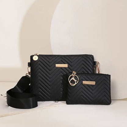 🎉 2026 Sale — Over 37,100 Sold!👜 Women Wave Embossed Crossbody Bag Set Wide Strap Commuter