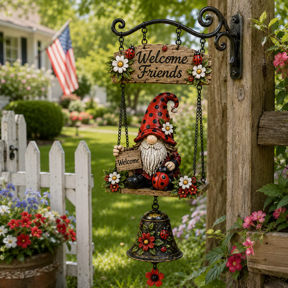 🎊 2026 Sale — Over 23,500 Sold! 🔔 Gnome Welcome Doorbell Outdoor Decor – Charming Gnome Figure with Melodic Bell | Durable Zinc Alloy, Weatherproof & Easy to Hang 🧙‍♂️🏡