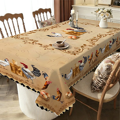 🎉 2026 Sale — Over 9,000 Sold! 🐓 Vintage Farmhouse Chicken Pattern Tablecloth – HD Prints Stay Bold, Scalloped Edges Add Charm! ✨