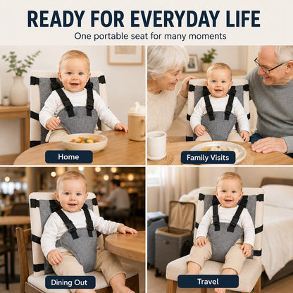 🎉 2026 Sale — Over 34,700 Sold!👶 Portable Baby High Chair Safety Harness Strap