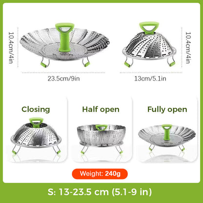 🍳 LIMITED‑TIME 50% OFF! ⚡ Stainless Steel Expandable Steamer Basket – Practical, Multi‑Purpose, User‑Friendly ✅