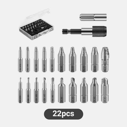 🔩 LIMITED‑TIME 50% OFF! ⚡ 22PCS Screw Extractor Set – 4341 Alloy Steel, Remove Rusted & Stripped Bolts ✨