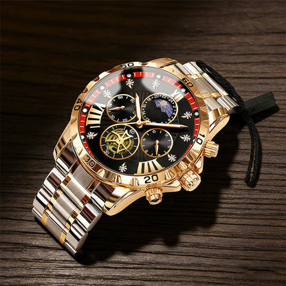 ⌚ LIMITED‑TIME 50% OFF! 💣 Men's Luminous Waterproof Flywheel Quartz Watch – Skeleton Detail, Night Glow ✨