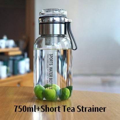 💧 LIMITED‑TIME 50% OFF! 💣 Large Capacity Portable Glass Water Bottle – Leak‑Proof, With Tea Infuser ✨
