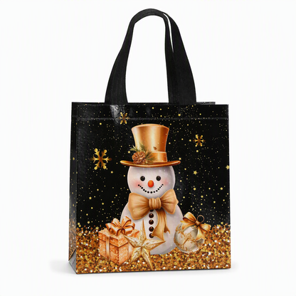 🎄 LIMITED‑TIME 50% OFF! ✨ Black Christmas Non Woven Gift Tote Bag – Gold Foil, Reusable, Sturdy Handles 🎁