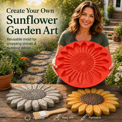 🌻 LIMITED‑TIME 50% OFF! ✨ Garden Art Sunflower Stepping Stone Mold – Reusable DIY Concrete Craft Mould 🪨