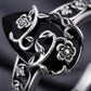 💍 LIMITED-TIME 50% OFF! ⚡ Vintage Floral Black Gemstone Ring – Boho Elegance 🖤