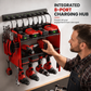 Wall Mounted Power Tool Organizer and Drill Storage Rack with Hooks and Battery Holder for Garage