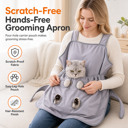 🥻 LIMITED-TIME 50% OFF! 🐈 Hair Resistant Pet Cuddling Apron with Leg Holes – Anti-Scratch Grooming Apron ✨