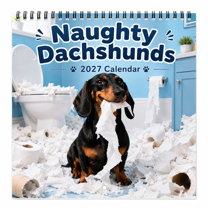 📅 LIMITED-TIME 50% OFF! 🐶 Naughty Dachshunds Dog Wall Calendar – Funny, Writeable, Decorative ✨