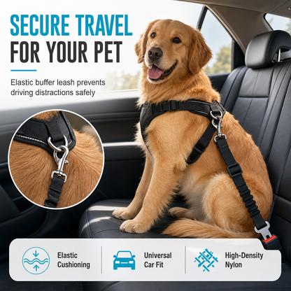 🐶 LIMITED-TIME 50% OFF! 🚗 Elastic Nylon Dog Car Safety Harness – Shock Absorb, Adjustable, Reliable Safe ✨