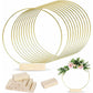 ✨ LIMITED-TIME 50% OFF! 🪆 Gold Metal Floral Hoop Centerpiece with Wooden Stand – Romantic DIY Decor, LED Light Included 🤍