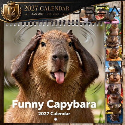 📅 LIMITED-TIME 50% OFF! ✨ Funny Capybara Calendar 2027 – Cute Monthly Art, Thick Paper, Lovely Room Decor 🐹