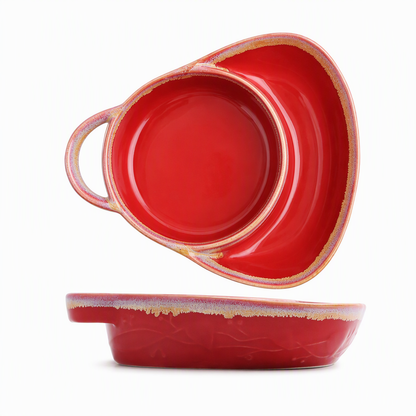 🍲 LIMITED-TIME 50% OFF! ✨ Retro Ceramic Divided Baking Dish – Vintage Emboss, Split Compartment, Handheld 🧺