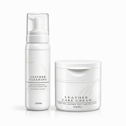 👜 LIMITED-TIME 50% OFF! ✨ Professional Leather Cleaner & Nourishing Care Cream Set – 2-Step Spa Treatment, For Bags Shoes & Car Seats 🧴