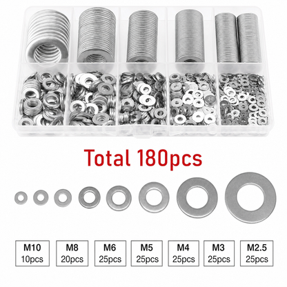 ⚙️ LIMITED-TIME 50% OFF! ✨ Stainless Steel Washer Assortment Kit – Rust Resistant, 8 Sizes, Storage Box 📦