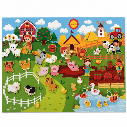 🐄 LIMITED-TIME 50% OFF! ✨ Kids DIY Felt Story Board Set – Farm Animal Theme, 104×75cm, Toddler Early Learning 🧸