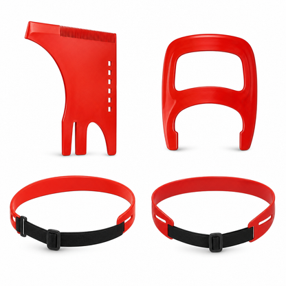 🧔 LIMITED-TIME 50% OFF! ✂️ Red 4-Piece Beard Shaping Tool Set – Symmetric Template, Neckline Trimming, Flexible ✨