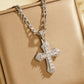 🥷 LIMITED-TIME 50% OFF! ✨ Hip Hop Double-Layer Cross Chain – Baguette Rhinestone, Figaro Links ✨