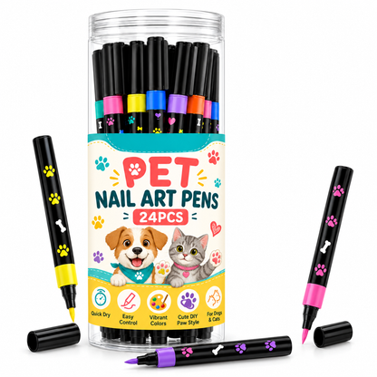 🐾 LIMITED-TIME 50% OFF! 🎨 24 Colors Bottled Pet Nail Art Pens – Quick Drying, Water-based, Easy Painting ✨